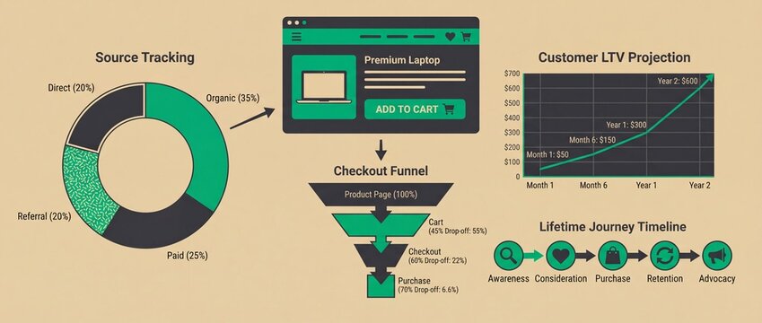 Comprehensive Digital Marketing Attribution Flowchart Detailing the Complete Omnichannel Customer Journey