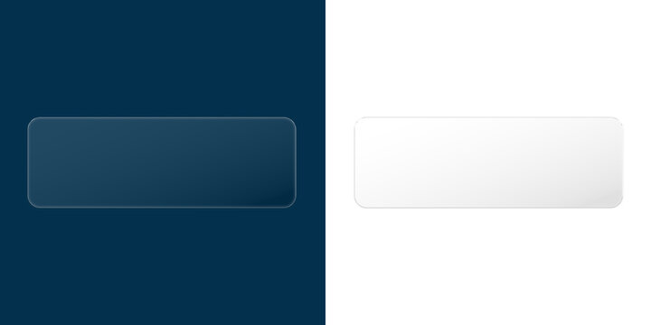 Rounded rectangular metallic button with gradient and shadow on blue and white background isolated on a transparent background