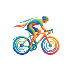 Fototapeta premium Colorful Cyclist Riding Bicycle, Abstract Sport Design
