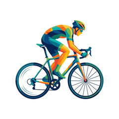 Obraz premium Colorful Cyclist Riding Bicycle