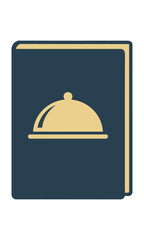 Fototapeta premium Minimalist restaurant menu book icon with cloche emblem in flat style isolated on white background for food service and catering branding concept