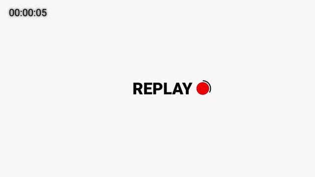 Replay button animation, replay overlay animation on a transparent background, Replay button animation for live streaming and broadcasting in 4k with alpha channel.