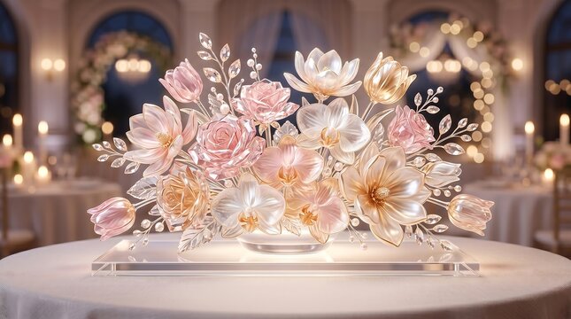 Luxury pastel floral table centerpiece on white wedding reception table with centerpiece reception arrangement celebration botanical decoration blooming ceremony sophisticated romantic