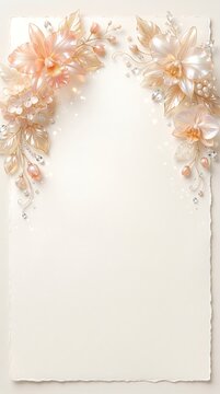 Elegant wedding invitation template with pink floral clusters and gold accents on textured paper wedding decor floral border invitation stationary template anniversary greeting background