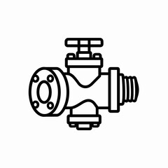 Fototapeta premium Industrial Valve with Pipe Connection in Technical Line Drawing