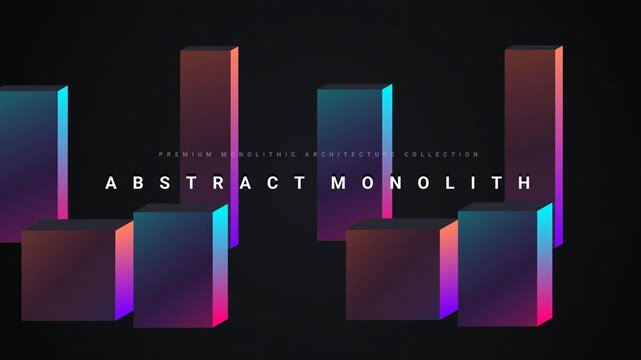 Abstract Minimalist Monolith Architecture Opening Title with Neon Reflection Background