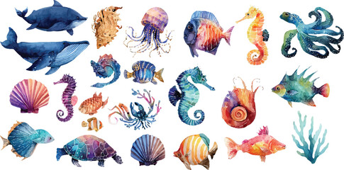 set of watercolor painting elements © asadul
