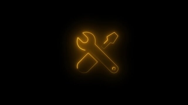 glowing neon blue color setting animation icon circle animated on black background