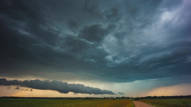 Nature's Fury Unleashed. Epic Supercell Storm Timelapse. Mesocyclone supercell storm captured in Lithuania Europe Stock Video