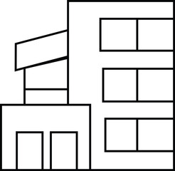 Minimalist modern townhouse facade line icon architectural design vector element  © JAHIDUL