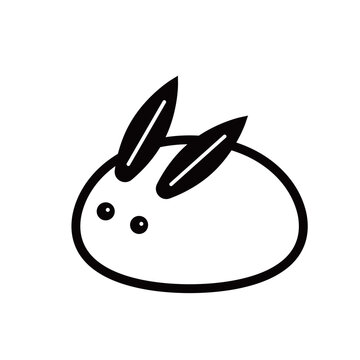 雪ウサギのアイコン（モノクロ）