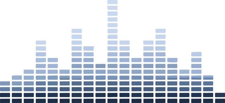 Stylized vertical bar audio equalizer graphic with blue gradient