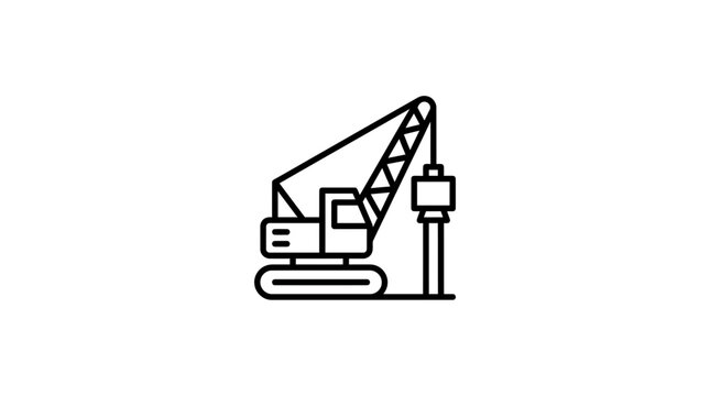 Heavy duty foundation pile driver construction machine icon.