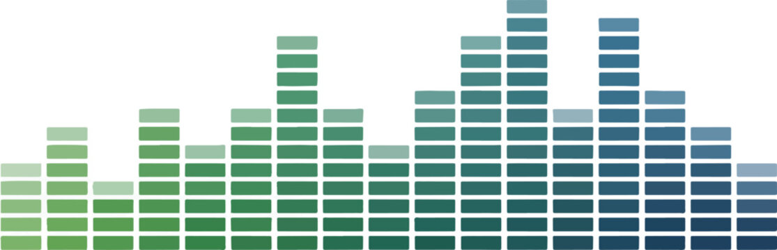 Vertical bar graph illustration with green to blue gradient color scheme