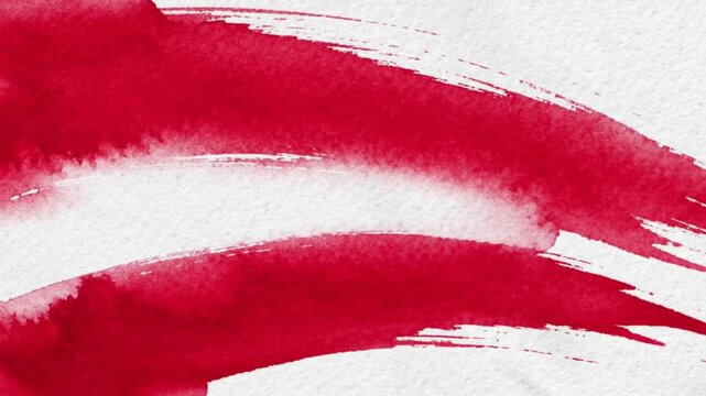 Abstract Red Watercolor Brush Strokes on White Textured Background