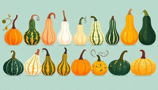 Assortment of colorful glass bottles and jars on turquoise background.