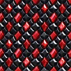 Fototapeta premium High quality seamless pattern of luxury black leather texture with red diamond studs
