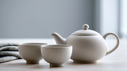 Fototapeta premium Ceramic tea set with dried flowers and star anise