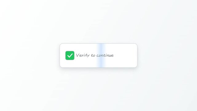Verify to continue checkbox with green checkmark animating on white background