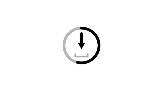Download icon animation isolated on White background, downloading icon in circle with arrow animated, download button icon, direction Arrow icon. animation 