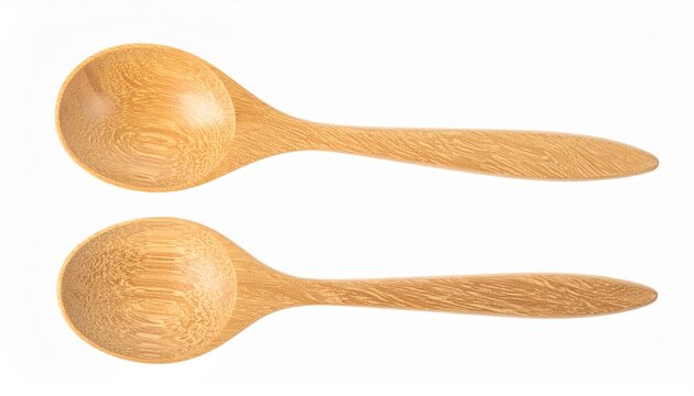 Wood spoon and fork isolated for kitchen design