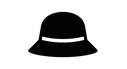 Fototapeta premium A simple black silhouette of a classic sun hat isolated on a white background