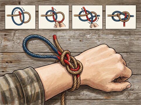 How to tie a bowline knot illustration