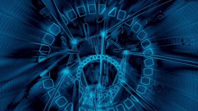 Neon Frost Blue Warp Tunnel Flow Abstract Techno Seamless 4K VJ Loop