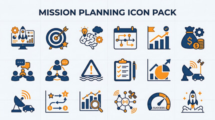 Fototapeta premium Business professionals plan mission strategy with technology and teamwork icons