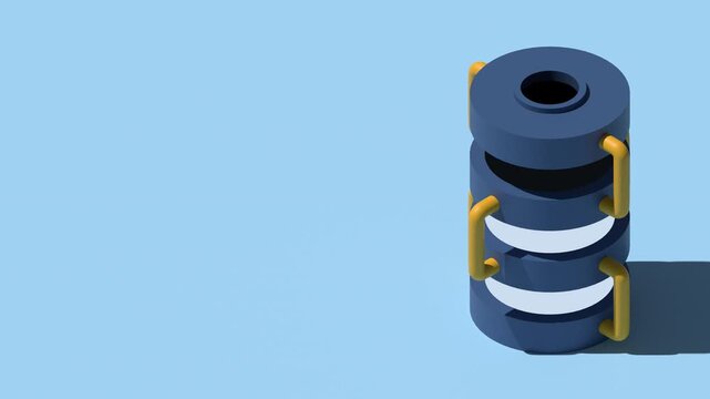 3D isometric cloud database animation. Cloud computing and file cloud storage. Big data storage technology. Isometric technology. 4K video animated in isometric style