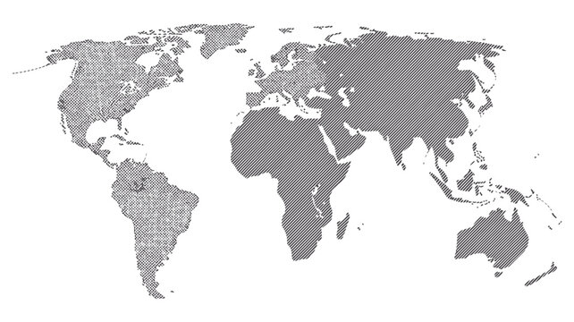 World Map, minimalist line stroke graphic with clean continental outlines, vector illustration for global business, international travel, and corporate presentations.
