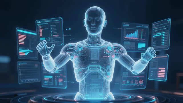 Futuristic Robot Interface Interaction with Data Displays