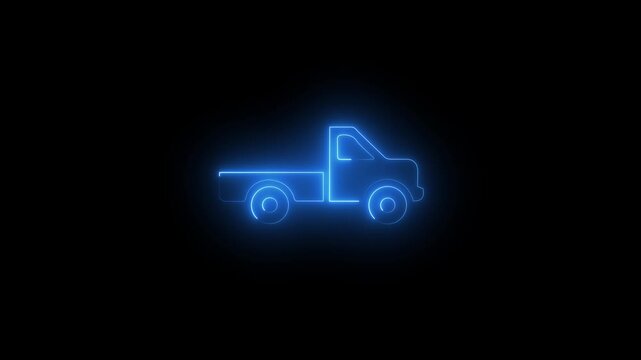 Abstract Glowing neon and emergency car icon Neon glowing brown auto racing icon animation on black background.4k motion video. animation