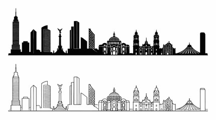 Obraz premium Mexico City Skyline Silhouette Vector Illustration
