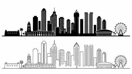 Fototapeta premium Adelaide Skyline Silhouette Illustration, Minimalist Cityscape