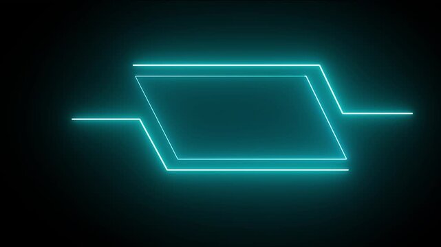 Neon rectangle frame with glowing cyan lines a vibrant and modern vector illustration on a black background abstract-design 4k 