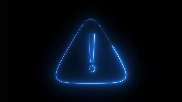 Neon glow triangle with exclamation mark a blue silhouette against a black background warning symbol illustration alert caution danger hazard
