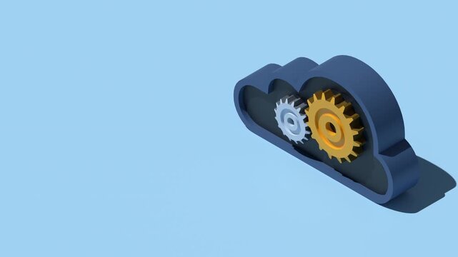 3D isometric cloud computing animation. Cloud technology concept. Web hosting concept. Isometric technology. 4K video animated in isometric style