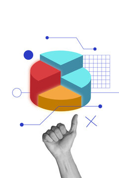 Trendy art creative vertical photo collage of hand show like gesture success diagram development concept growth feedback