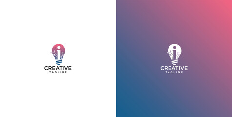 Modern Abstract Digital Lightbulb Logo Design Blending Innovation with Creative Thought, Ideal for Tech Startups and Creative Agencies © micky_adb01
