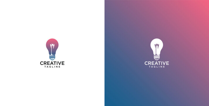 Creative light bulb and architectural pillar logo design template