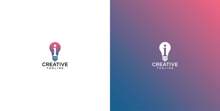 Modern creative letter i lightbulb logo design template representing idea, intelligence, innovation, and inspiration