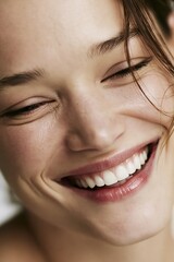 Fototapeta premium Close-up portrait of woman with genuine laughter