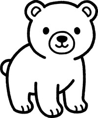 Cute polar bear cub line art hand drawn illustration © Hasnah