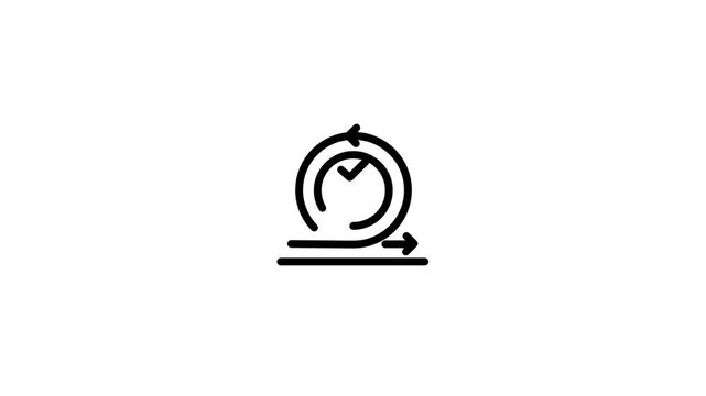 Animated icon depicting a circular arrow loop with a checkmark on a progress line. Perfect for topics like continuous integration (CI/CD), successful updates, system checks, and agile project manageme