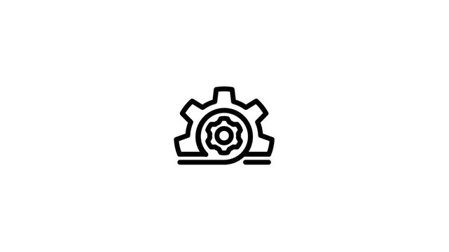 Animated icon featuring two interlocking and rolling gears. An excellent visualization for concepts like automation, system processes, machine learning, engineering, and technical settings.