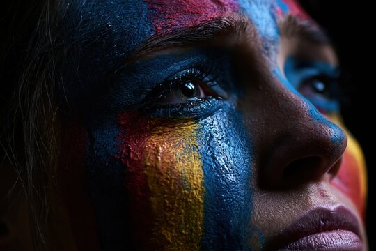 Colombian female soccer fan showing emotional sadness