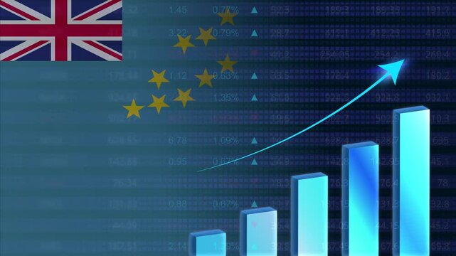 Tuvalu economy growth concept background.Tuvalu stock exchange.Tuvalu flag with stock market graph and bar
