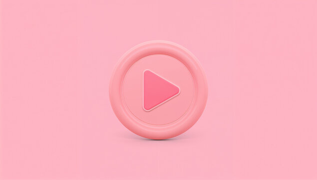 淡いラズベリー背景に置かれた動画再生ボタンのアイコン