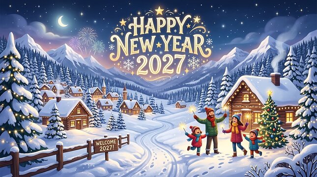 Modern happy new year 2027 square designs with colorful geometric shapes and abstract exploding patterns.